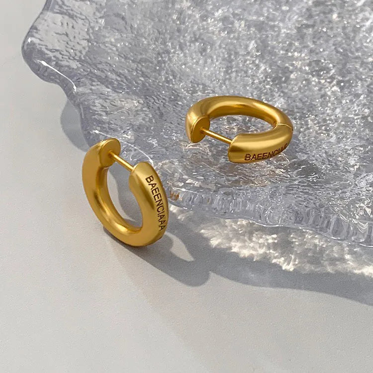 Chunky Premium Hot Gold Plated Stainless Steel Fashion Jewelry Simple Small Hoop Gold Hoops Earrings for Party Womens Gift