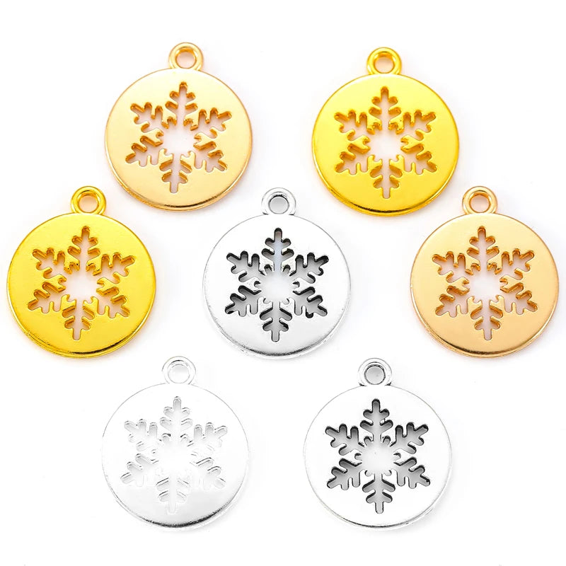 50pcs/bag 4 Color Christmas Snow Charms Alloy for Earring Necklace Pendants DIY Handmade Jewelry Accessories Making 14*11mm L520