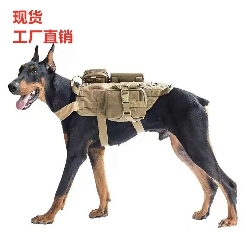 Small Medium Large Waterproof Nylon Tactical Dog Training Vest with Chest Strap and Zipper Closure Pet's Backpack for Dog Owners