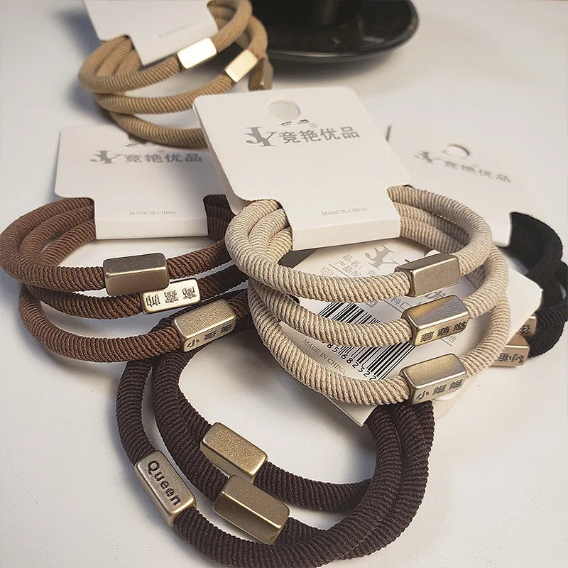 3 Pieces Simple Color Brown Hair Ties Braided Elastic Ropes Braided Ponytail Holders Elastic Hair Bands for Women Girls