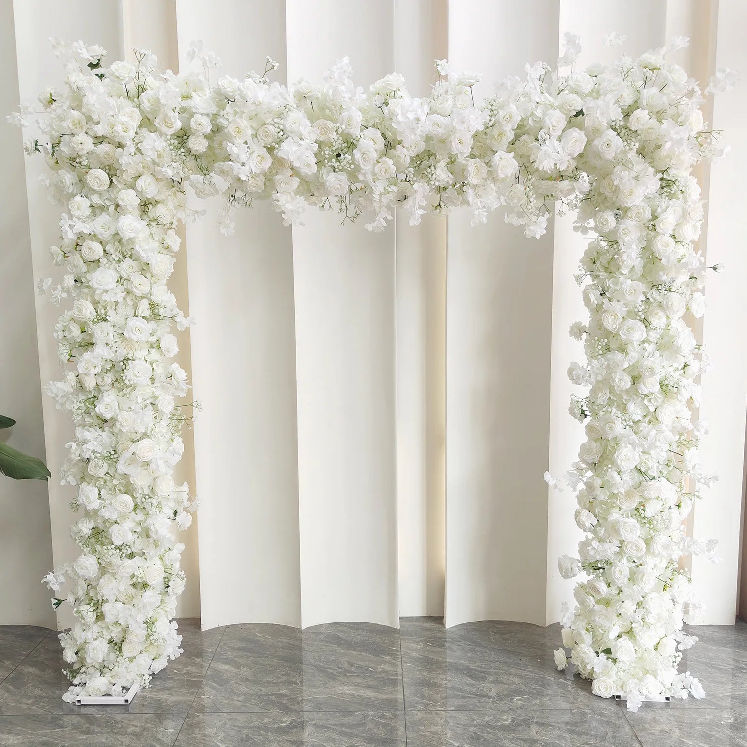White Mariage Square Arche Floral Row Fabric Backdrop Artificial Rose Cherry Blossom Arch Stand Flower Runner for Wedding Decor