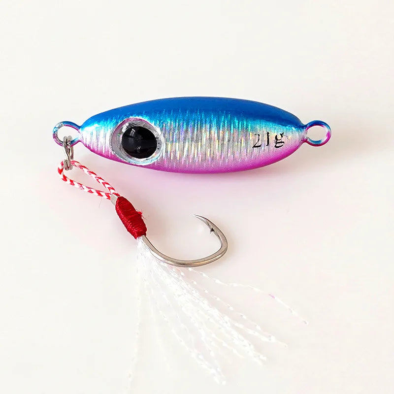 Wholesale 5.5g 7.5g 10g 14g 17g 21g Small Jigging Lures With Single Hooks Long Cast Luminous Metal Bait Big Eye Jigs