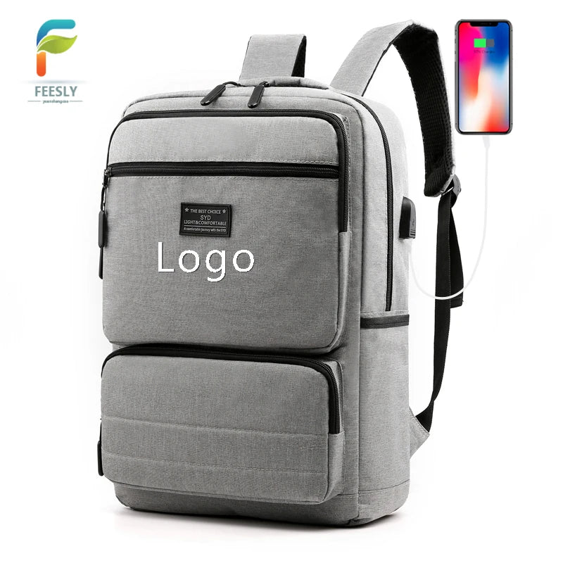 Men Business Daily Casual Travel Backpack Laptop Bag with USB Charging Daypack Backpack Bag for College Student