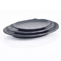 Unbreakable Commercial Japanese Restaurant Dinnerware  8 Inch Plastic Black Oval Melamine Sushi Plates