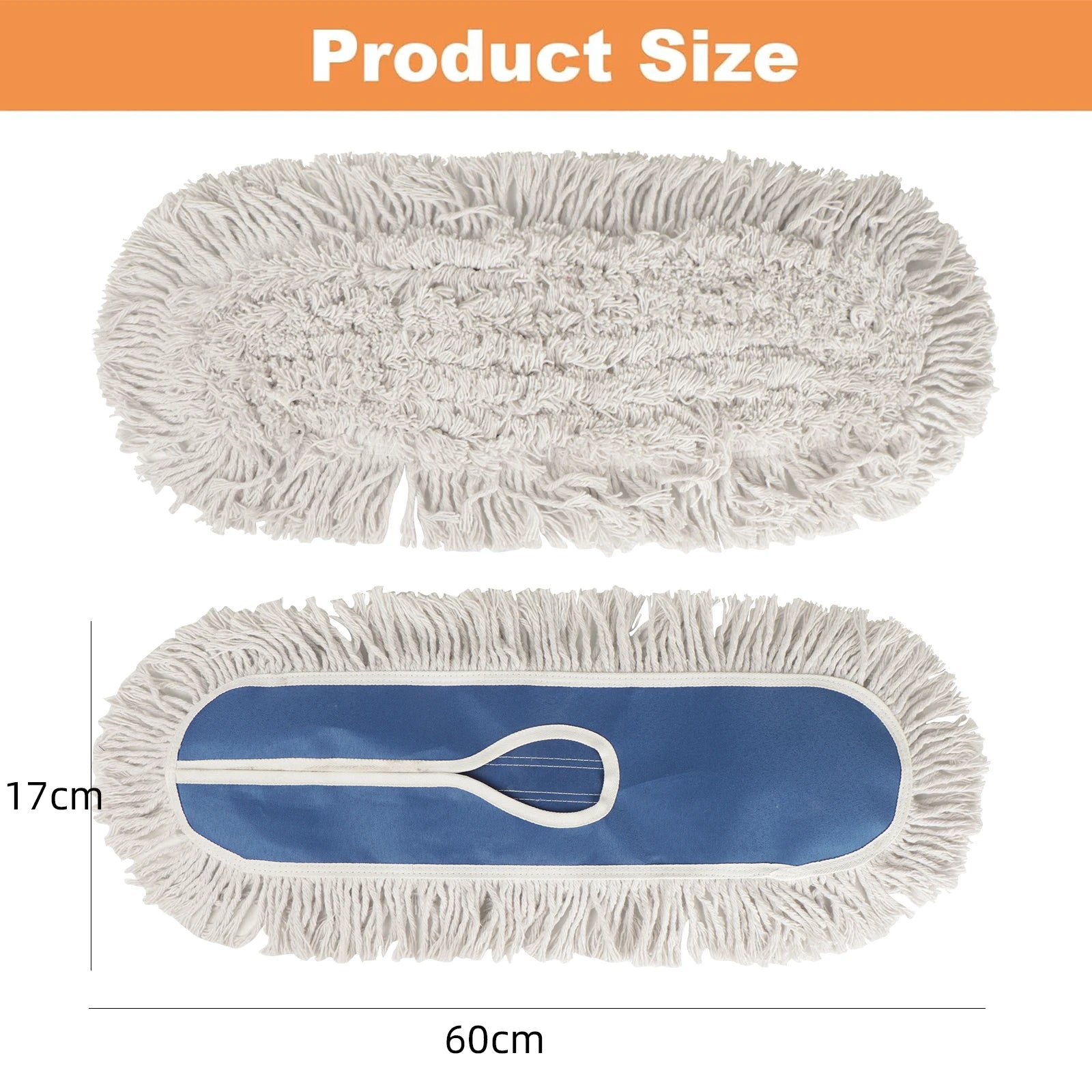 MSJ Commercial Heavy Duty 23 Inch Blue Flat Mop Head Replacement 60cm Cloth String Mop Pad