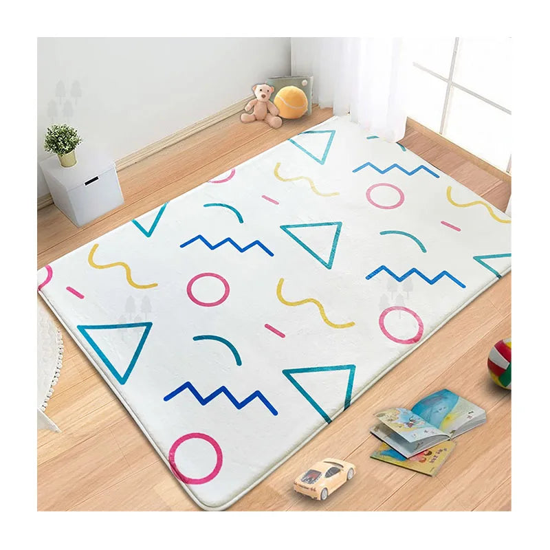 Colorful Printed Design Extra Large Soft Crawling Play Mat Kids Play Rug Nursery Area Rug for Children Toddlers Bedroom