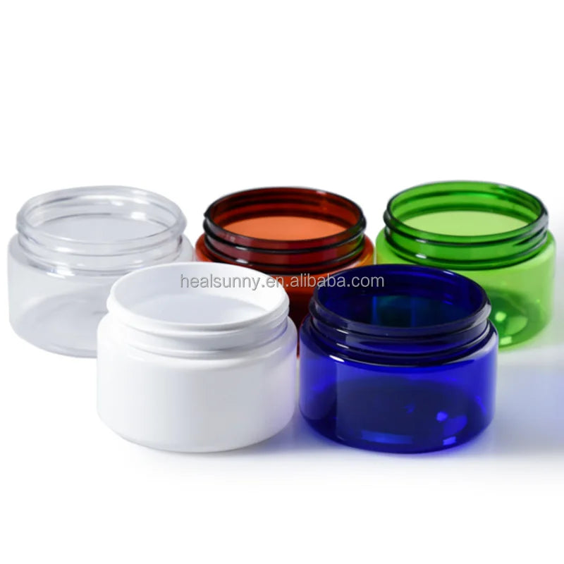100ml 150ml 200ml 250ml 300ml clear Pet Plastic Cosmetic Cream Jar with Plastic Aluminum Lid for Cosmetic Packaging