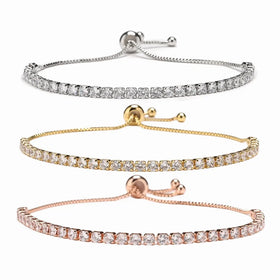 Fashion Jewelry 18k Gold Plated CZ Zircon Adjustable Cubic Zirconia Mom Bracelet for Mothers Day Gift