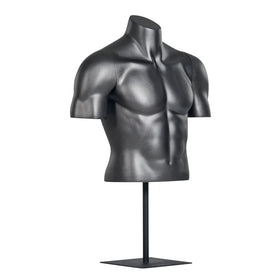 Headless Muscle Half Body Black Male Mannequin Upper Body With Stand