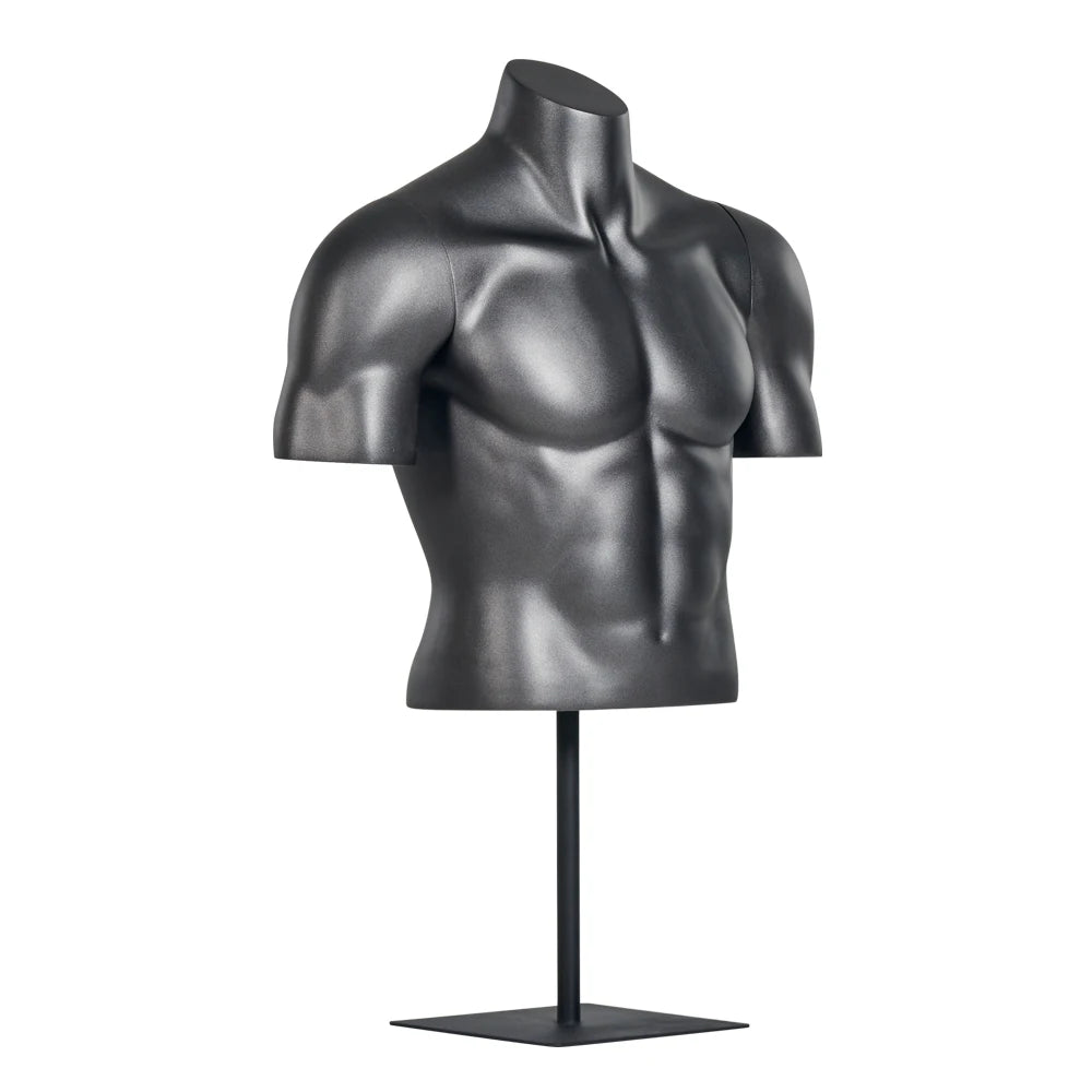 Headless Muscle Half Body Black Male Mannequin Upper Body With Stand