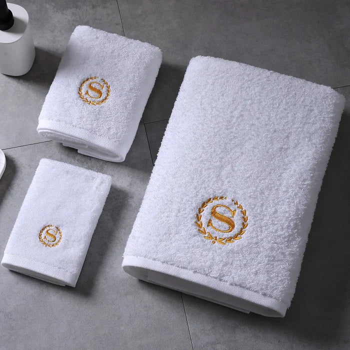 Factory Direct Price Luxury Embroidery Logo Cotton Towel for Bathroom Soft &Super-Absorbency Cotton Bath Towel Set for Hotel/Spa