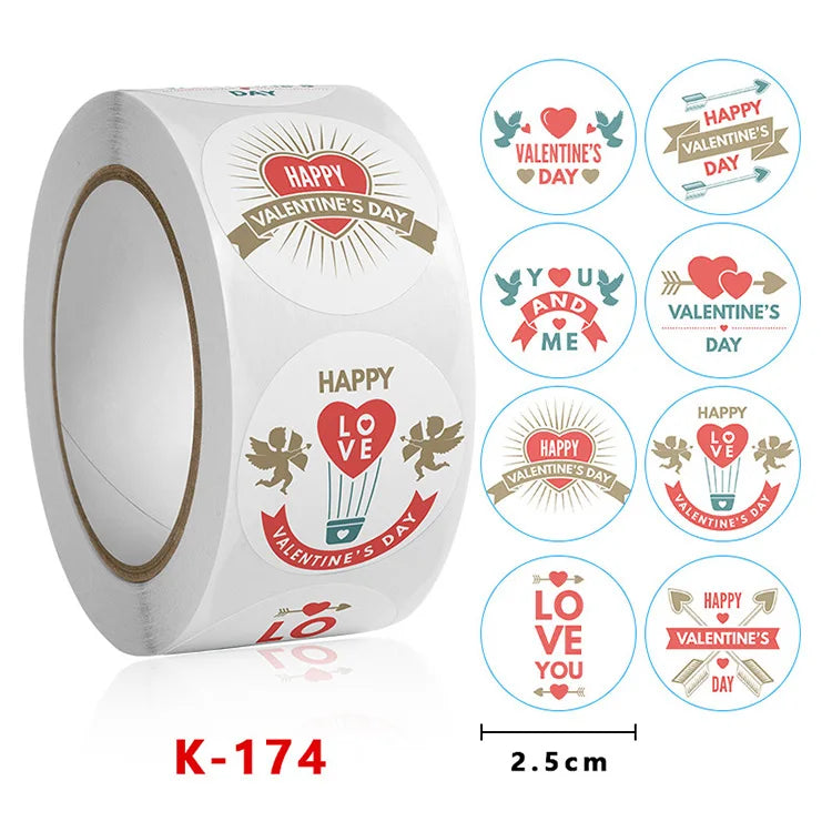 Wholesale Valentine's Day I Love You Sealing Paste Sticker 500pcs/roll 1 Inch Adhesive Sticker Gift & Craft Custom Color