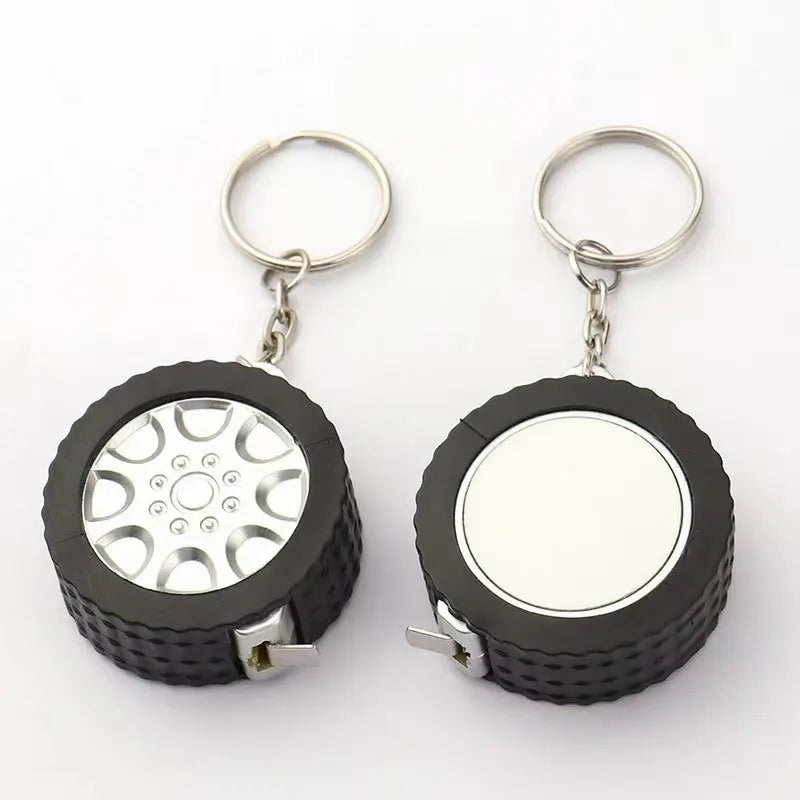 Mini Keychain Sublimation Print Measure With Blank Aluminium Plate Measuring Tire Keychain