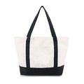 Eco-friendly Black Women's Plain Splicing Cotton Canvas Beach Shopping Shoulder Tote Bags Handbags Custom Printed Logo