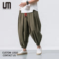 Liu Ming Wholesale Spring Summer Men Streetwear Fashion Loose Casual Pant Cotton Linen Jogger Plus Size Harem Trousers