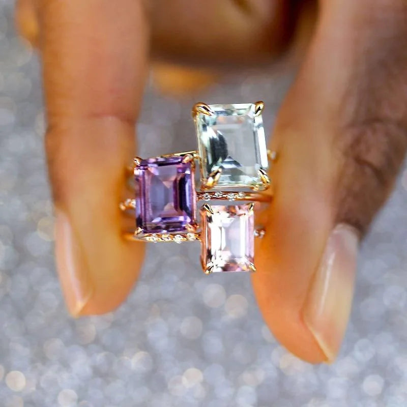 Anillos Fashion Gold Plated Luxury Ins Diamond Women Engagement Wedding Zircon Rings Jewelry