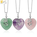 CSJA Wholesale Natural Crystal Heart Pendant Necklace Healing Stone Women Fashion Amethyst Necklace G412