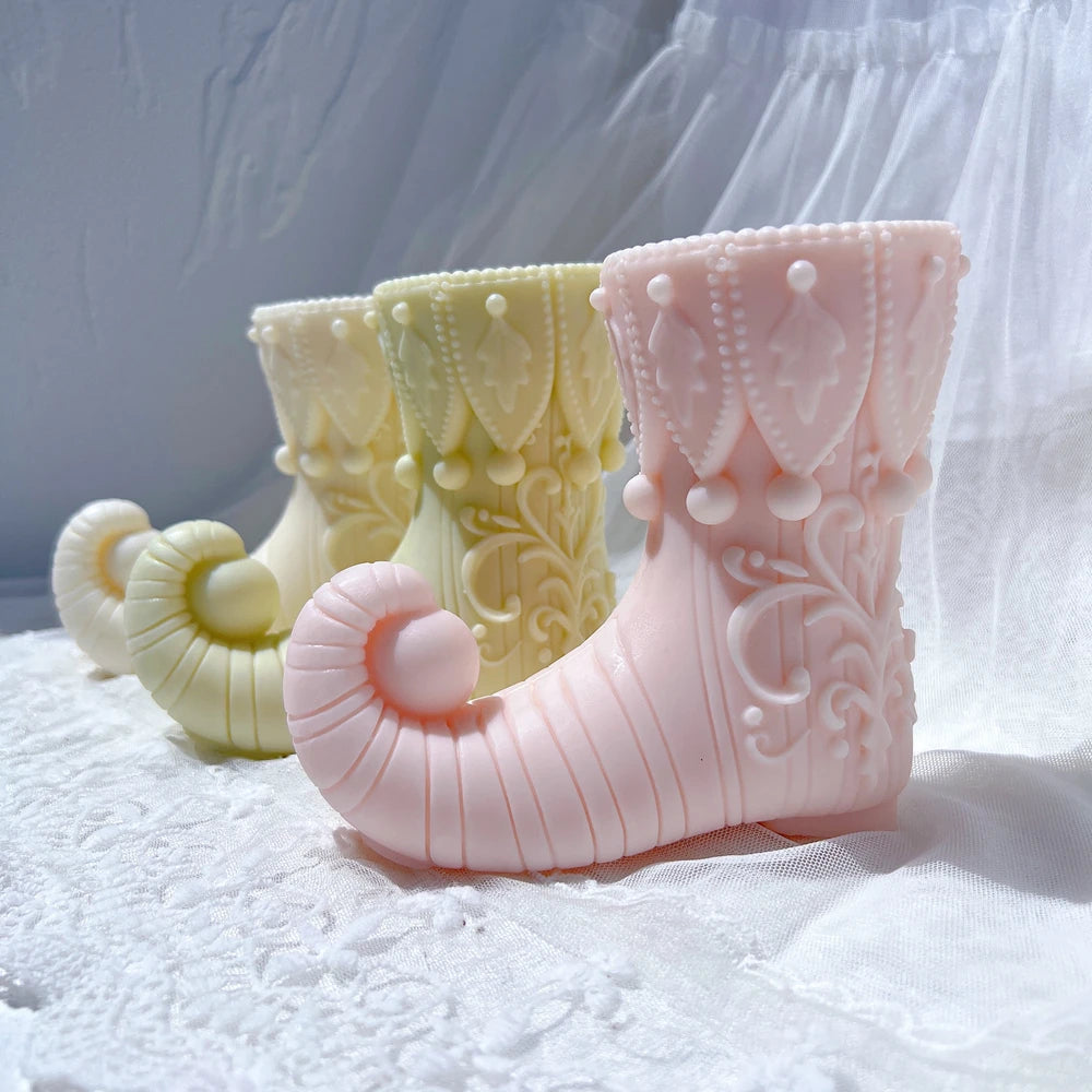 Christmas Magic ELF Boot Candle Mold Christmas Shoe Resin Silicone Mold Boot Tree Plaster Gypsum Mould for Home Decor