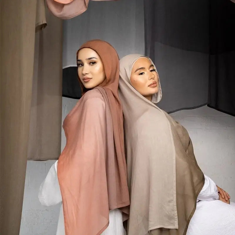 High Quality Wide Edge Stitching Model  Shawls Soft Thin Hand-painted Gradient Color Muslim Viscose Cotton Ombre Modal Hijabs