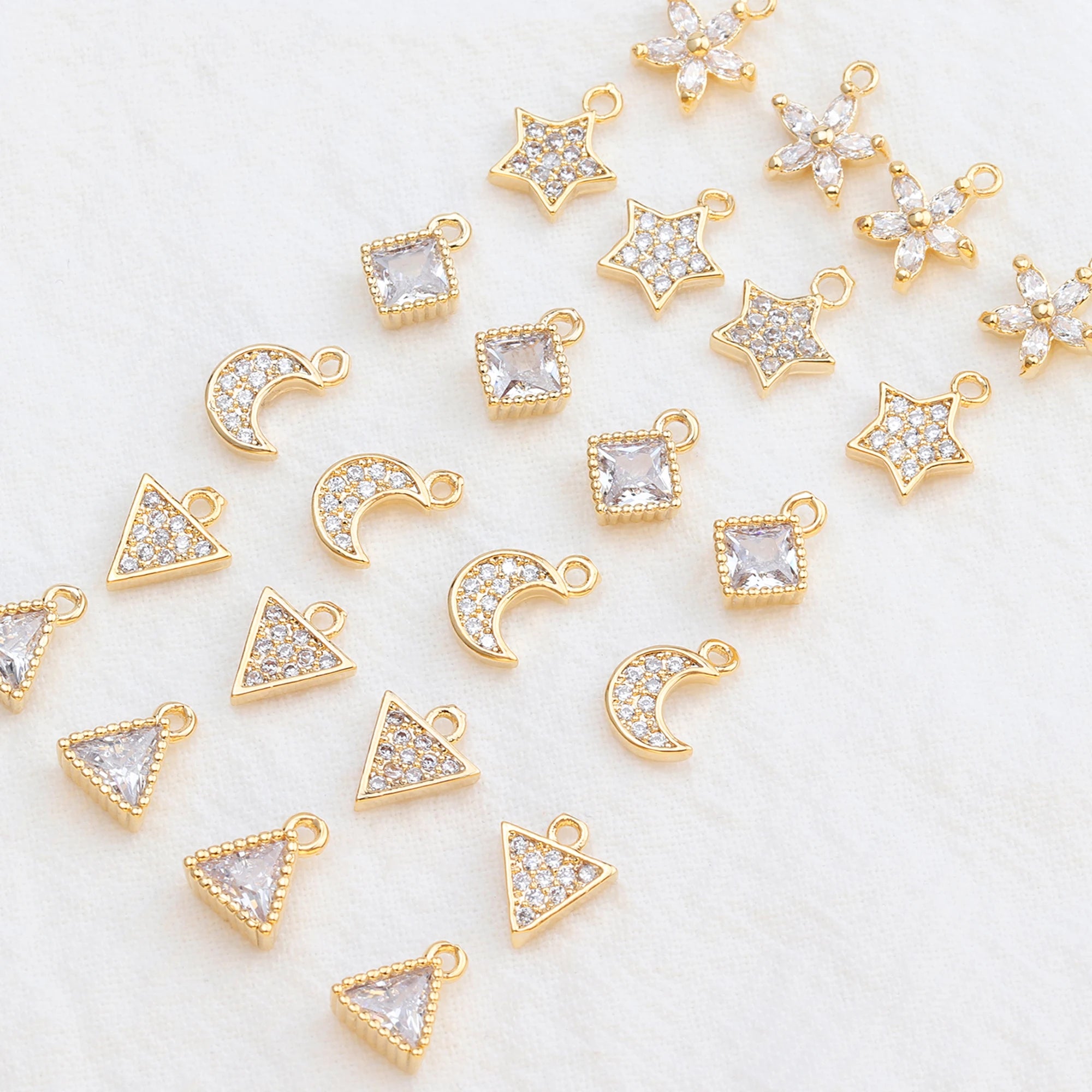 M536   20 Pcs/lot Mini Multi Shape 18K Gold Plated Diy Earrings Necklace Pendants Jewelry Findings & Components