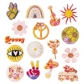Iron on Embroidered Pink/Yellow Style butterfly rainbow Sun Flower Lollipop Guitar Patches for Clothes Bag Decoration