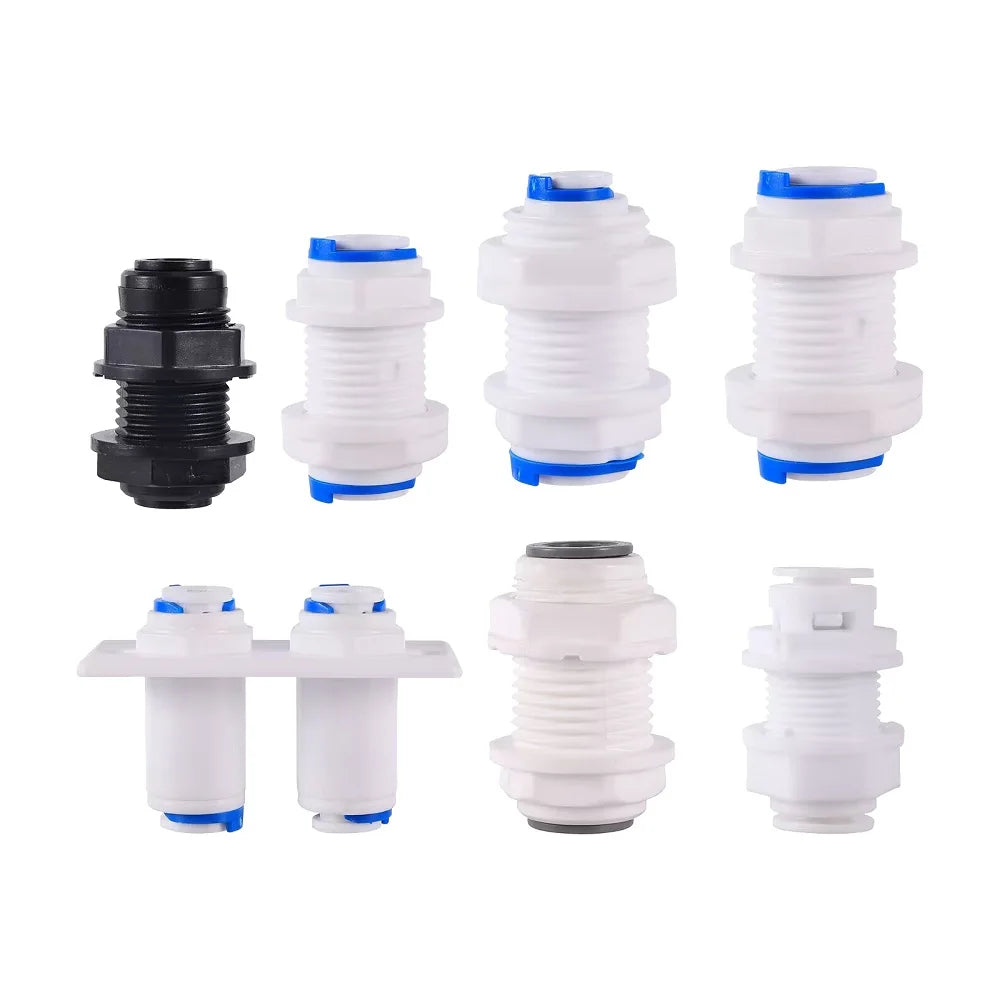 1/4 3/8 Inch Quick Push in to Connect Bulkhead Straight Connectors Ro Parts Water Filter Pipe Fittings