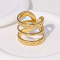 Triple Band Wedding Open Ring Adjustable Stainless Steel Fashion Jewelry Rings for Women Girls