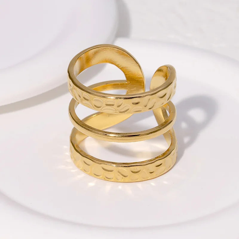 Triple Band Wedding Open Ring Adjustable Stainless Steel Fashion Jewelry Rings for Women Girls