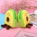 Cute Kawaii Avocado Zipper Coin Purse Mini Handbag with Ball Shape Women's Keychain Wallet and Headphones Bags