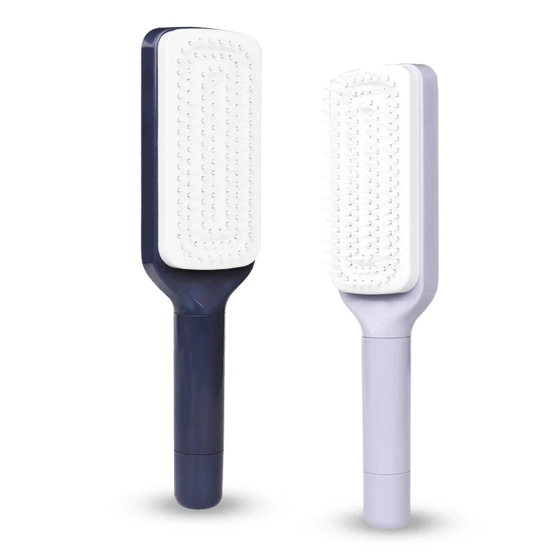 Rotating Self-cleaning Hair Brush Airbag Comb Adjustable Length of Teeth Comb Massage Scalp Hairbrush for Home