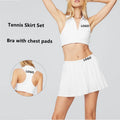 OEM Sportswear 2 Pieces Breathable Workout Sports Bra With Chest Pads Women Golf Tennis Skirts Set