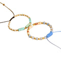 Braccialetto Turquoise Natural Stone Adjustable Rope Bracelet Gold Round Bead Knotted Custom Friendship Hand Woven Bracelet