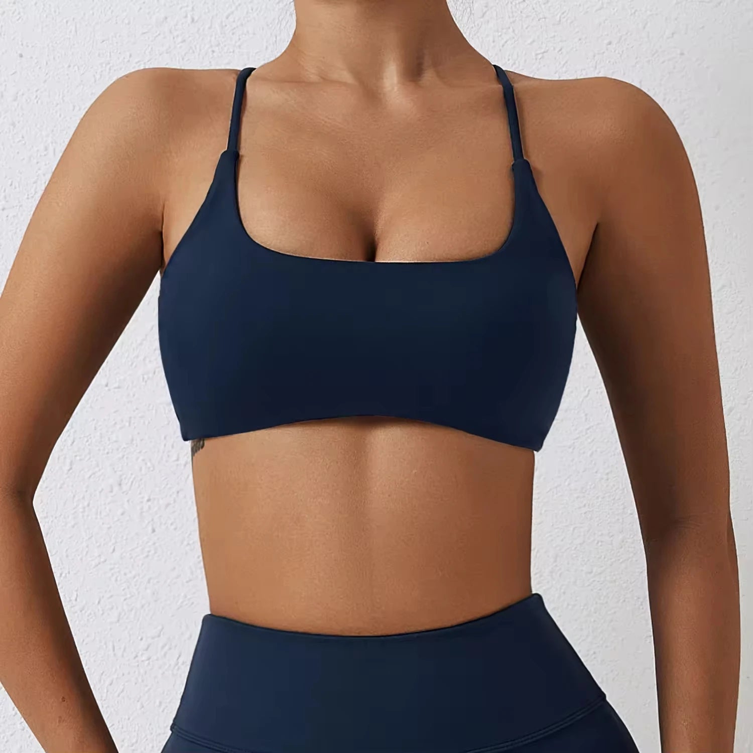 MAYYOUNG Women's XS Size Hot Satin Cross Back Sport Bra Sexy Tank Style Gym Fitness Wear Breathable Yoga Bra