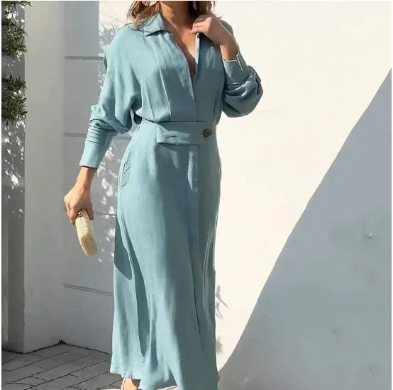 Small MOQ Ship Women Long Sleeve Shirt Dress European Elegant  Church Long Sleeve Dress 2023