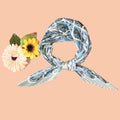 70x70cm Pleated Floral Print Satin Scarf Crinkle Botanical Square Bandana Vintage Style Scarf for Women Wholesale