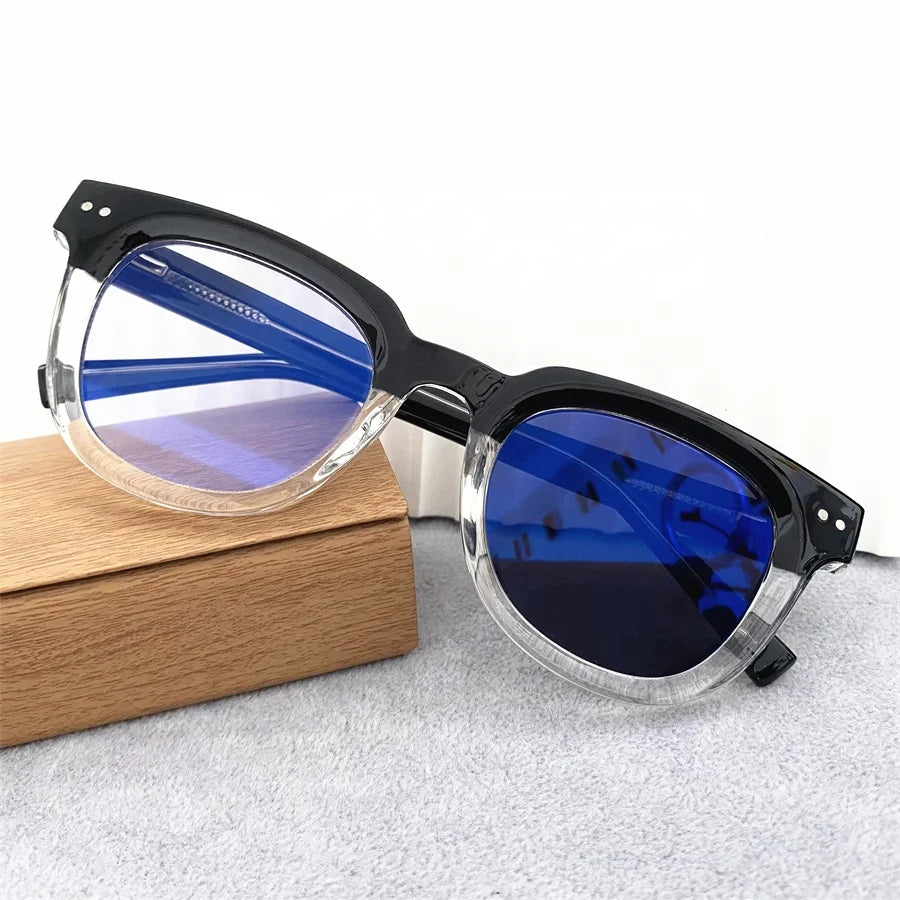 Women Ladies Tr90 Anti Blue Light Photogray Anti Reflet Glasses Spring Hinge Round 2026 Photochromic Lenses Indoors Outdoors