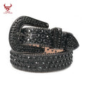 Designer OEM Cowboy Removable Buckle Bling Pearl Crystal studded Black Belt Man Western Cowboy Black Rhinestone Belts