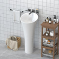 Hot Sale Solid Surface Bathroom Sink with Pedestal  Cheap Supply Freestanding Wash Basin