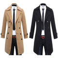 Shinesia Men's Coats Fleece Warm Double-breasted Slim Fit Comfortable Fashion Casual Mid Length Plus Size Coats