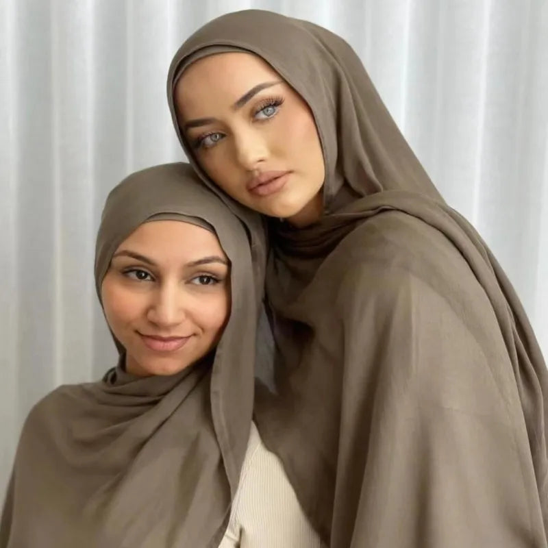 2025 Breathable Light Weight Soft Cotton Rayon Viscose Woven Modal Hijab Scarf Double Stitched Muslim Women Hijab