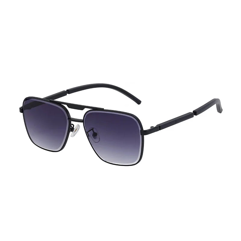 DOISYER Wholesale Fashion Trending Metal Square Double Beam Sunglasses for Men Custom Logo UV400 Shades Blue Silver Pilot Sun