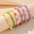 SC Bohemia Elastic Rope Chain Bracelet Adjustable Gold Plated Daisy Charm Bracelet Colored Beaded Flower Bracelet