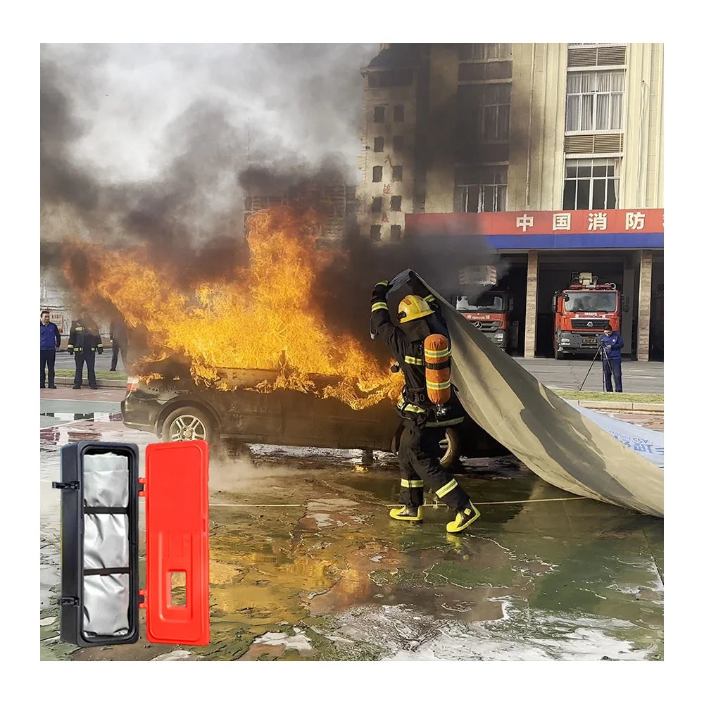 Fire Protection Blanket EN 13501 6X8 m 19.8X26 Ft Extreme Emergency Lithium Car Fire Blanket