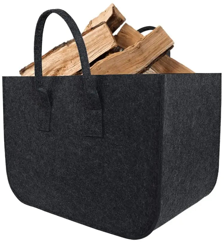 Heavy Duty Wool Felt Firewood Carrier Tote Bags Large Log Carrier for Fireplace Sets & Accessories Wood Stove Storage Bag