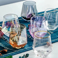 Diamond Stemless Golden Six Edge Glass Transparent Geometric Insulated Drinking Cup for Cocktails