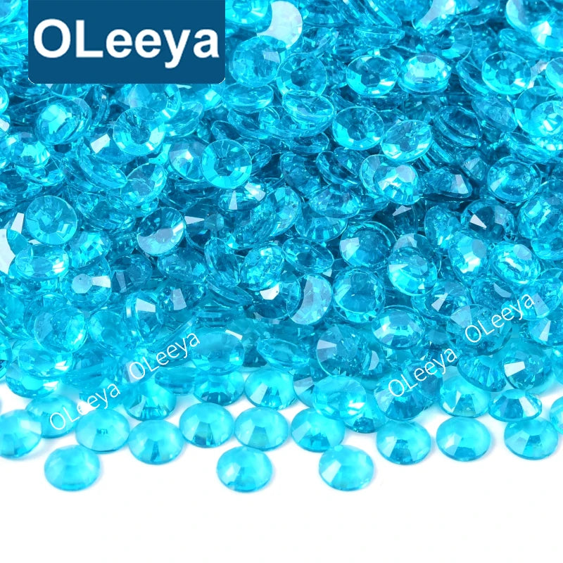 Oleeya Factory Wholesale SS6-SS30 Non Hotfix Transparent Clear Flatback AB Colors Resin Rhinestones for Garment
