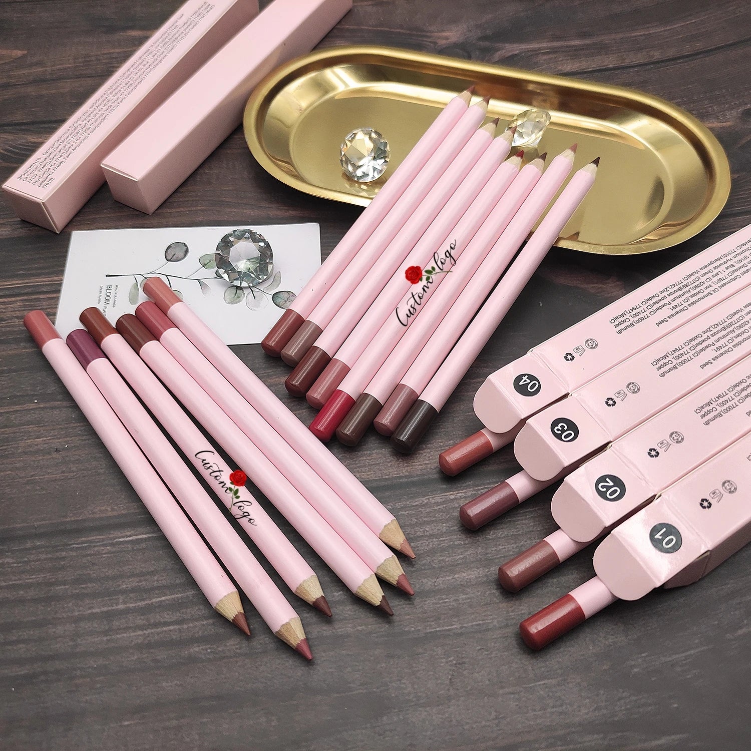 Private Label Cosmetics 26 Colors Pink Lipliner  Makeup Vegan Cruelty Free Waterproof Long Lasting Matte Creamy Lip Liner Pencil