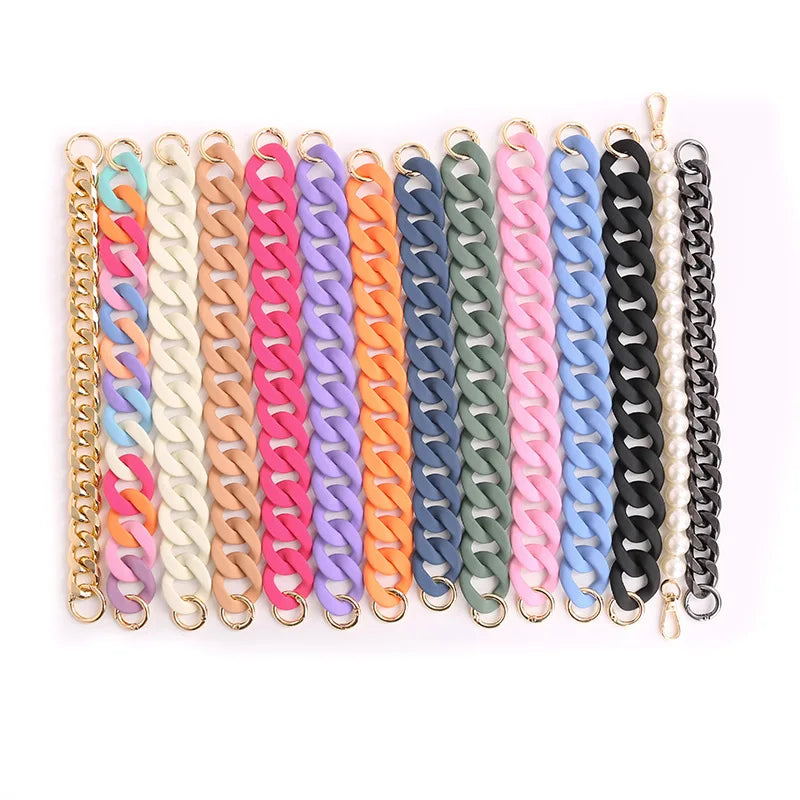 Women Fashion Candy Color Plastic Acrylic Acetate Bag Accessories Link Chain Strap for Coffee Cup Holder Handbags Bag Handle
