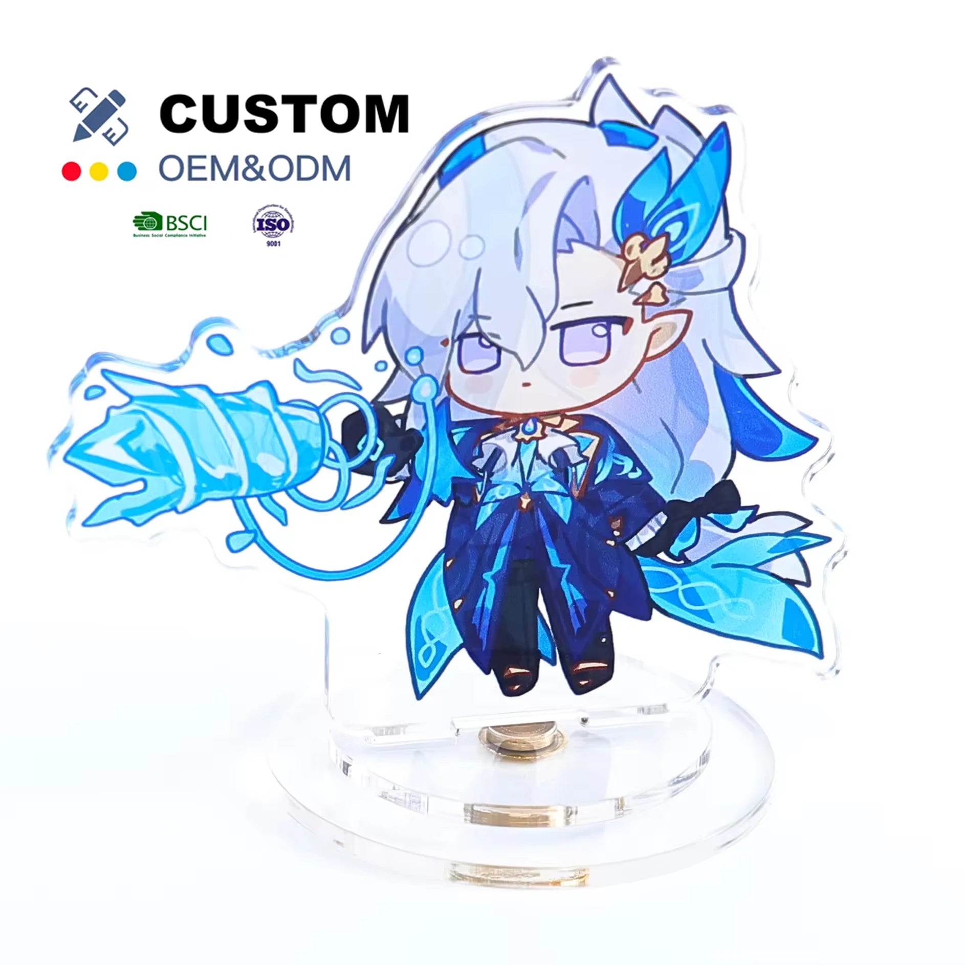 CNAWO Wholesale Custom Promotional Key Chain Birthday Laser Cut Transparent Plastic Charms with Spinning Acrylic Standee