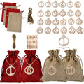 Jute Advent Calendar Bags Christmas Countdown Hanging Pouch DIY Set with Wooden Tokens-Factory Wholesale